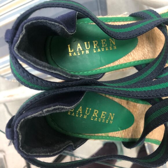 Lauren Ralph Lauren Espadrille Wedge Sandals Sz 8.5B Elastic Upper Preppy NOTE - Picture 11 of 16